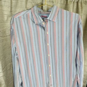 Men’s IZOD Long sleeve striped dress shirt button up - large
